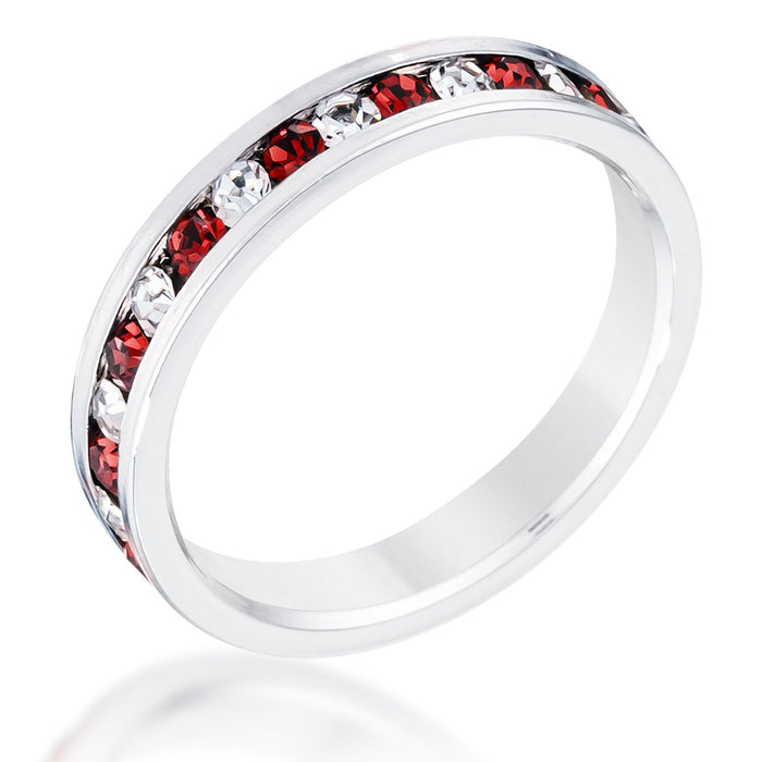 Avera Clear and Red Alternating Crystal Eternity Ring by Avera Group