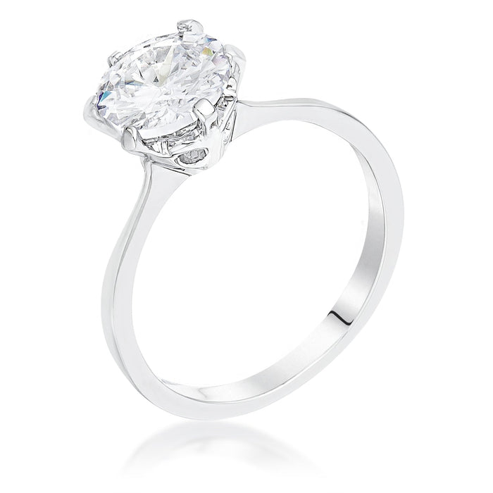 Avera 2Ct Round Cut Scallop Solitaire Engagement Ring in Silver by Avera Group