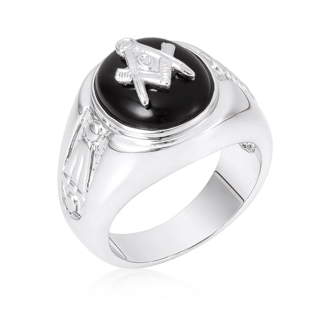 Avera Onyx Mens Ring In Polished Black Stone by Avera Group