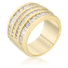 Avera Four Row Cubic Zirconia Cocktail Ring in Gold Finish