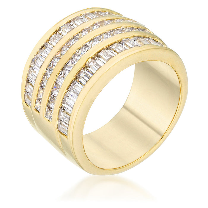 Avera Four Row Cubic Zirconia Cocktail Ring in Gold Finish by Avera Group