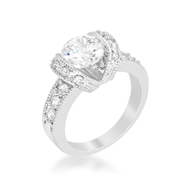 Avera Modern Minimalist Tension Set Engagement Ring in Silver by Avera Group