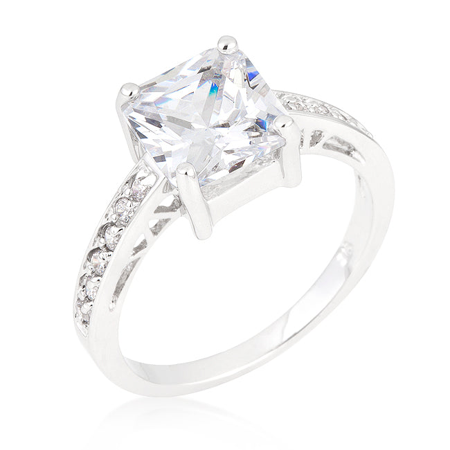 Avera Elegant Princess Cut Silver Statement Ring by Avera Group