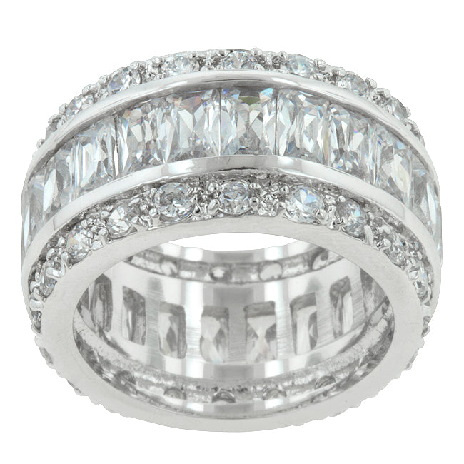 Avera Triple Row Zircon Eternity Ring in Polished Silver by Avera Group