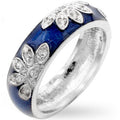 Avera Enamel Cubic Zirconia Leaf Ring in Blue by Avera Group