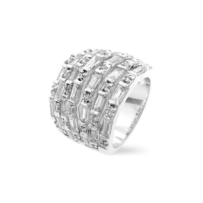 Avera Multi Row Cubic Zirconia Fashion Ring in Sterling Silver by Avera Group
