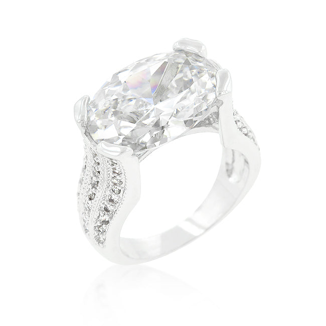 Avera Oval Triplet Cubic Zirconia Ring in Sterling Silver by Avera Group