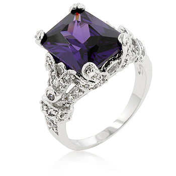 Avera Amethyst Princess Cut Statement Ring Size 5 by Avera Group