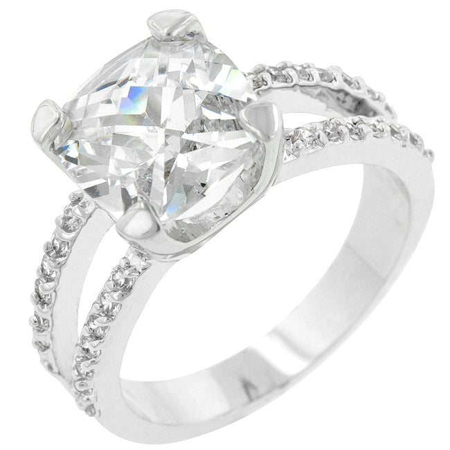 Avera Double Band Cubic Zirconia Engagement Ring in Silver by Avera Group