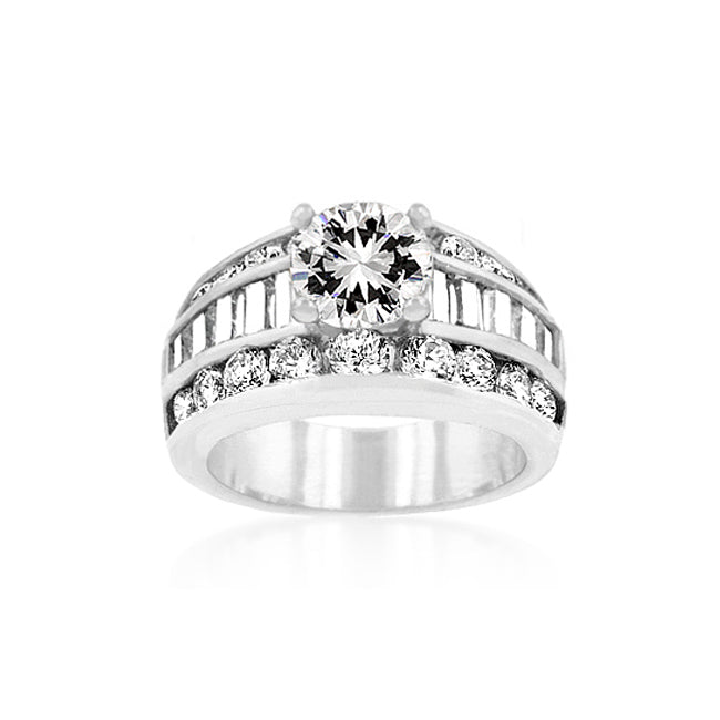 Avera Radiant Solitaire Luxurious Engagement Ring in Silver by Avera Group