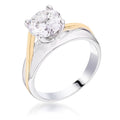 Avera Two-Tone Finish Solitaire Engagement Ring Size 5 Silver by Avera Group