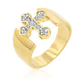 Avera Two-Tone Finish Cross Ring in Gold and Silver by Avera Group