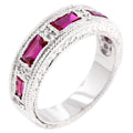 Avera Classic Princess Cut Engagement Ring With Baguette Accents by Avera Group