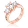 Avera Dazzling Three Stone Engagement Ring with Cubic Zirconia