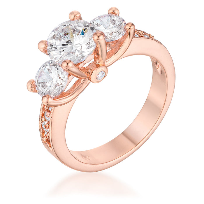 Avera Dazzling Three Stone Engagement Ring with Cubic Zirconia by Avera Group