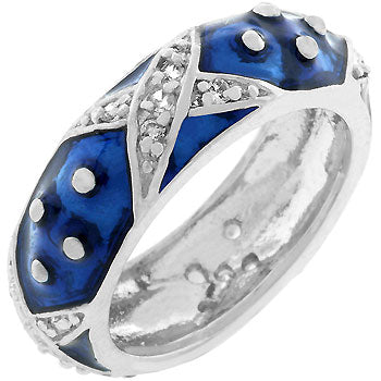 Avera Marbled Navy Enamel Ring in Size 5 by Avera Group