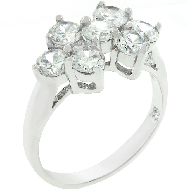 Avera Round Cubic Zirconia Cluster Ring In Sterling Silver by Avera Group