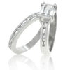 Avera Princess Baguette Wedding Set in Sterling Silver