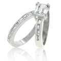 Avera Princess Baguette Wedding Set in Sterling Silver by Avera Group