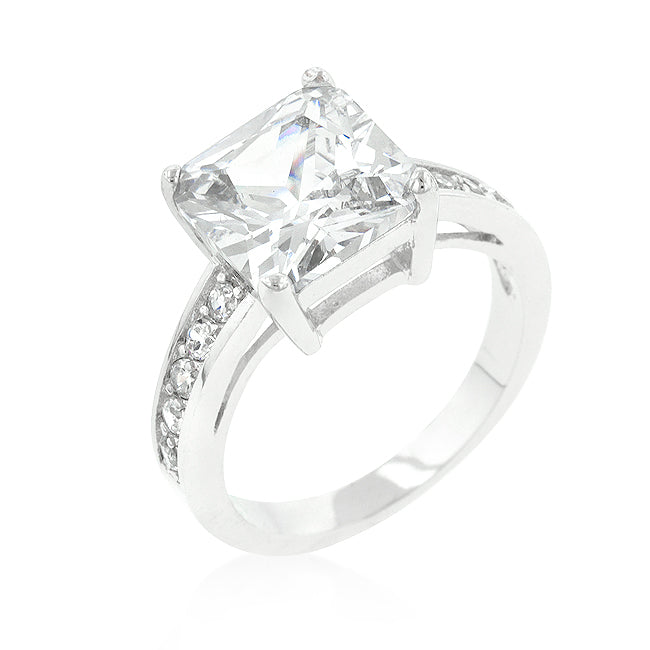 Avera Classic Princess Cut Raised Pave Engagement Ring by Avera Group