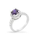 Avera Tape Baguette Cubic Zirconia Engagement Ring in Silver by Avera Group