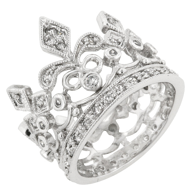 Avera Cubic Zirconia Crown Eternity Ring in Sterling Silver by Avera Group