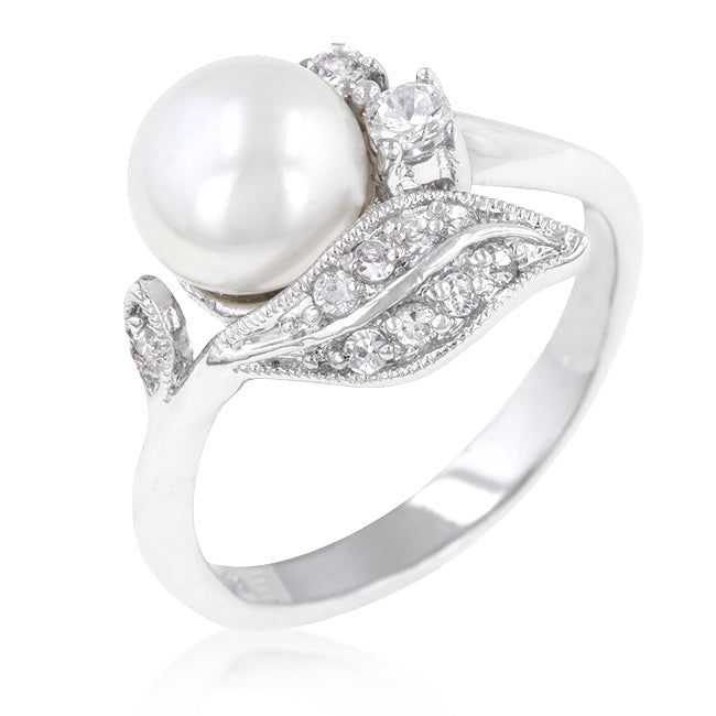 Avera Fleur Pearl Ring In Sterling Silver by Avera Group