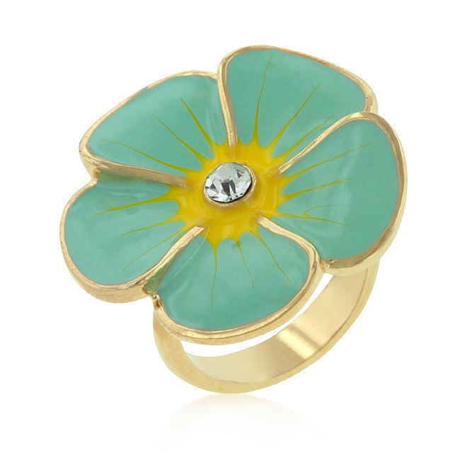 Avera Floral Bezel Set Engagement Ring Set in Silver Tone by Avera Group