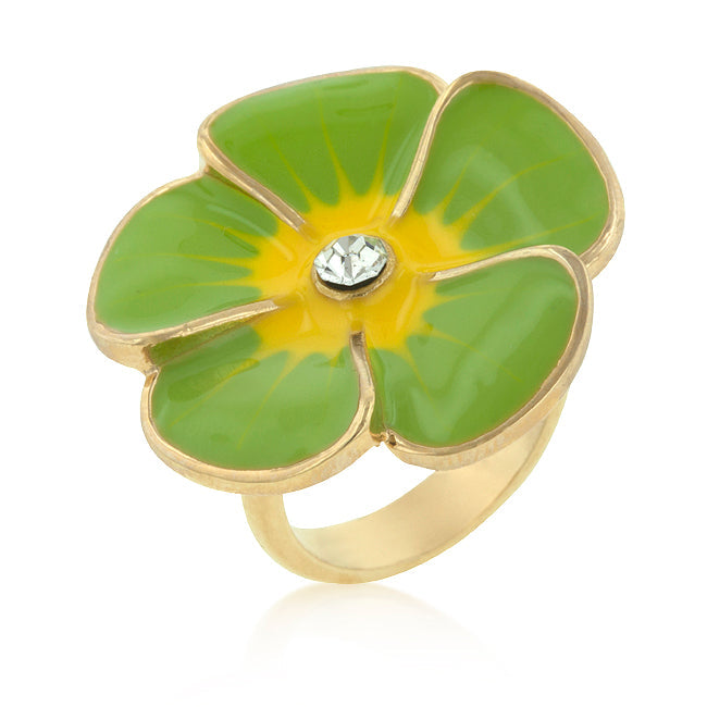 Avera Large Flower Cubic Zirconia Cocktail Ring in 14k Hamilton Gold by Avera Group
