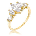 Avera Marquise Triplet Engagement Ring In Gold Finish by Avera Group