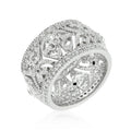 Avera Filigree Crest Eternity Ring in Polished Silver Finish by Avera Group