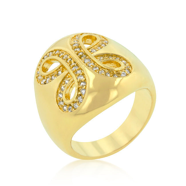 Avera Multi-Cubic Zirconia Floral Ring in Gold Plated Finish by Avera Group