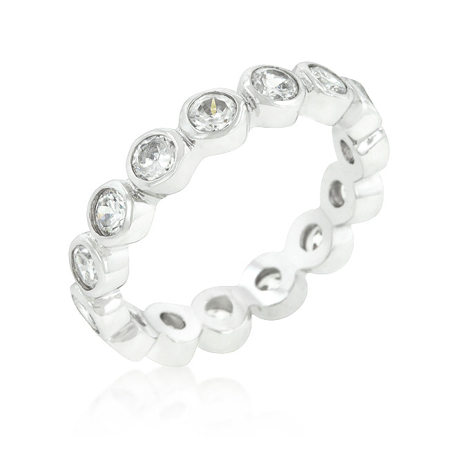 Avera Linked Bezel Eternity Band in Polished Silver by Avera Group
