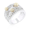 Avera Tulip Ring With Luminous Faux Pearls In Silver Tone by Avera Group