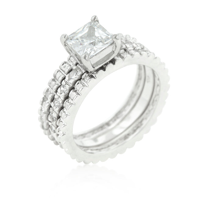 Avera Bridal Triple Ring Set In Polished Sterling Silver by Avera Group