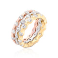 Avera Tri-tone Stackable Rings In 18k Rose Gold Plated Finish by Avera Group