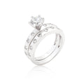 Avera Bezel Set Round Cut Bridal Ring Set in Gold Tone by Avera Group
