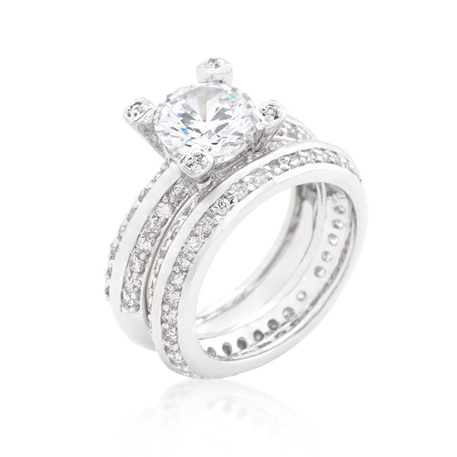 Avera Cubic Zirconia Round Cut Pave Ring Set in Sterling Silver by Avera Group