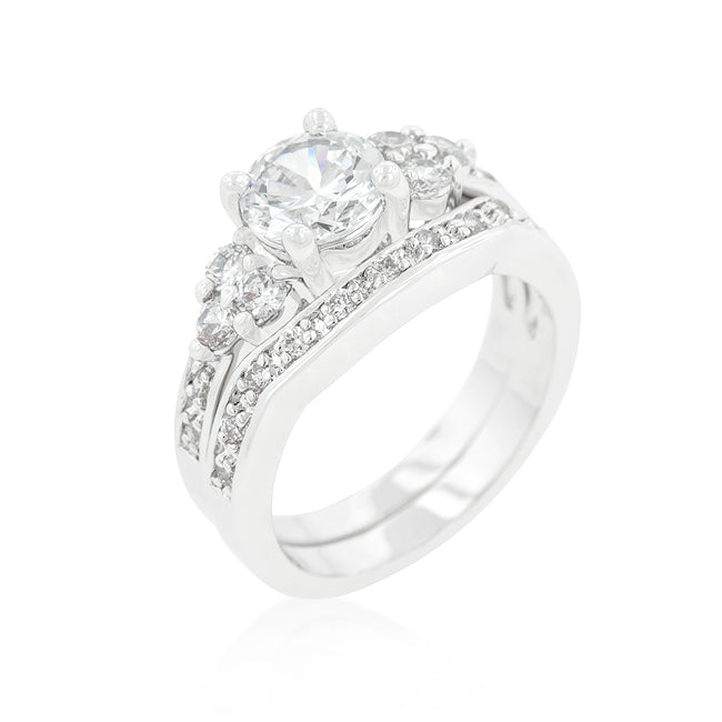 Avera Radiant Elegance Triple Stone Engagement Set 5 / Silver by Avera Group
