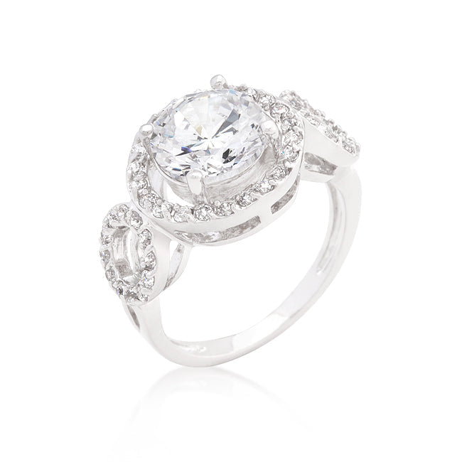 Avera Round Cut Trio Cubic Zirconia Ring in Sterling Silver by Avera Group