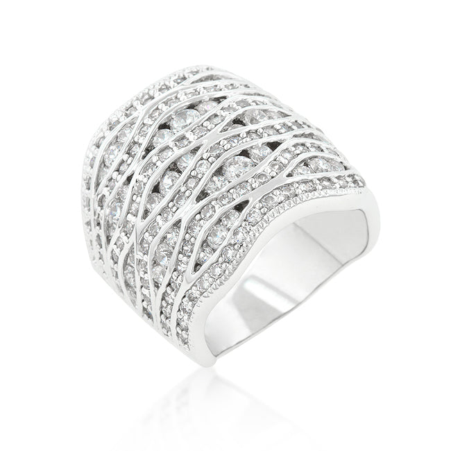 Avera Cubic Zirconia Pave Abstract Ring in Sterling Silver by Avera Group