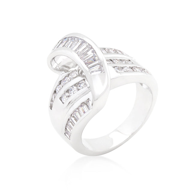 Avera Jewelry Channel Set Overlap Ring in Sterling Silver by Avera Group