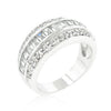 Avera Three-Row Cubic Zirconia Band in Polished Silver