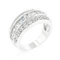 Avera Three-Row Cubic Zirconia Band in Polished Silver by Avera Group