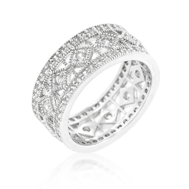 Avera Simple Classic Cubic Zirconia Band in Sterling Silver by Avera Group