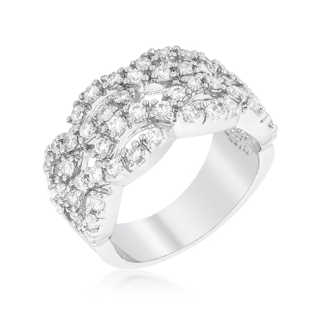 Avera Braided Cubic Zirconia Statement Cocktail Ring in Silver by Avera Group
