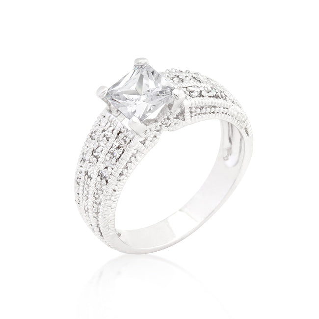 Avera Princess Cut Cubic Zirconia Engagement Ring in Silver by Avera Group