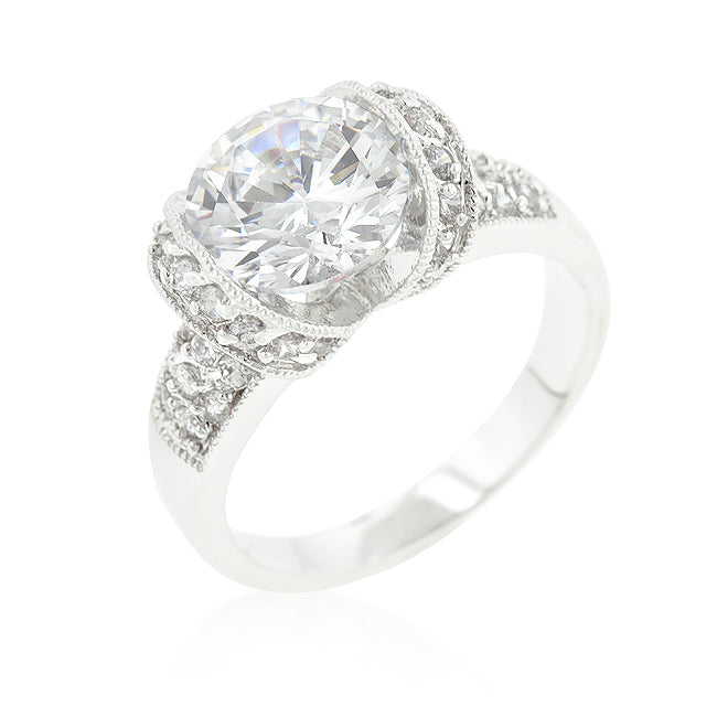 Avera Tension Set Cubic Zirconia Engagement Ring in Sterling Silver by Avera Group