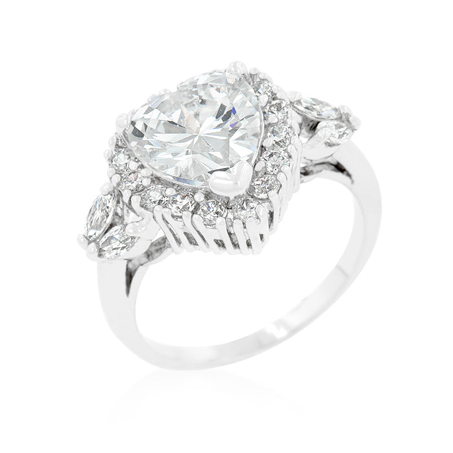 Avera Heart Halo Engagement Ring in Sterling Silver by Avera Group