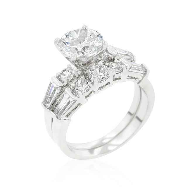 Avera Engagement Set with Large Center Stone in Sterling Silver by Avera Group